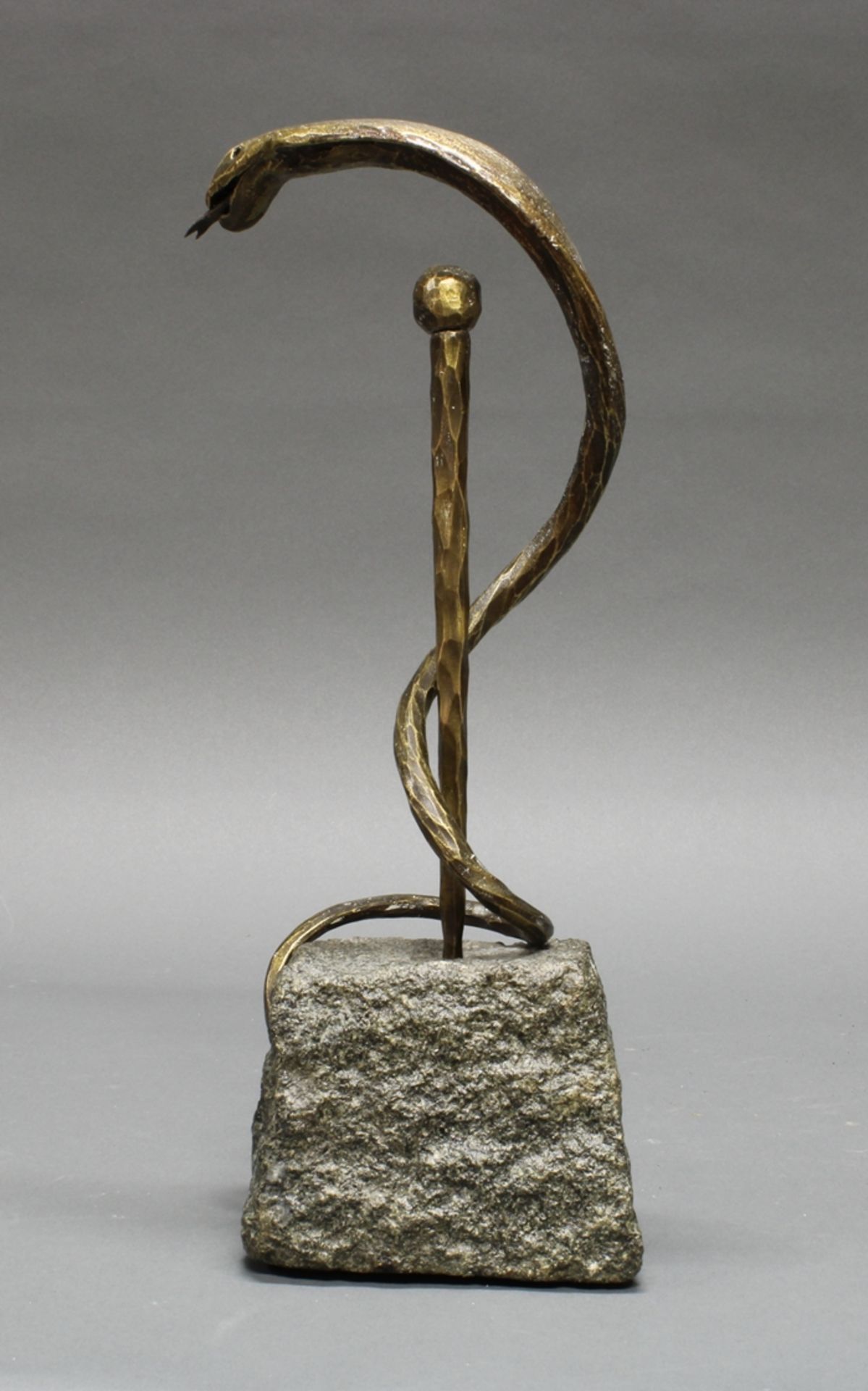 Skulptur, Bronze mit Stein, "Äskulapnatter", ca. 34.5 cm hoch - Image 2 of 3
