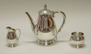 Kaffeekanne, Sahnegießer, Zuckerschale, Silber 925, International Silver & Co., Dekor Royal Danish,