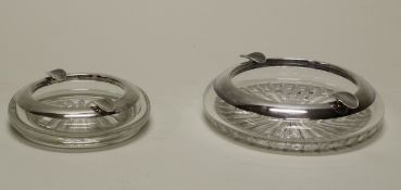 2 Aschenbecher, Silber 835, deutsch, farbloses Glas mit Silbermontierung, ø 11.5-15 cm