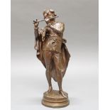 Bronze, dunkelbraun patiniert, "Troubadour", bezeichnet auf der Plinthe Aug. Moreau, undeutlich num