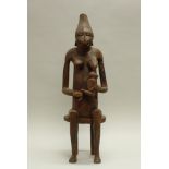 Sitzende Mutter-Kind-Figur (stillende Mutter), Senufo, Elfenbeinküste, Afrika, authentisch, Holz, 7