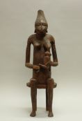 Sitzende Mutter-Kind-Figur (stillende Mutter), Senufo, Elfenbeinküste, Afrika, authentisch, Holz, 7