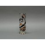 Vase, Murano, 1980er Jahre, Glas, farblos, mit schwarzen und bräunlichen Schlieren, zylindrisch, 19