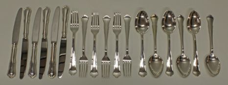 6 Gabeln, 6 Messer, 6 Esslöffel, Silber 925, Robbe & Berking, Alt-Chippendale, zus. ca. 840 g (ohne