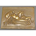 Relief, "Erotische Szene", 20. Jh., Metall, bronziert, bezeichnet Bleimaier Augsburg, 7.8 x 11.3 cm