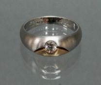 Ring, Platin 960/Roségold 750, 1 Brillant ca. 0.20 ct., etwa fw/vsi, innen Widmung, 10 g, RM 19
