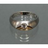 Ring, Platin 960/Roségold 750, 1 Brillant ca. 0.20 ct., etwa fw/vsi, innen Widmung, 10 g, RM 19