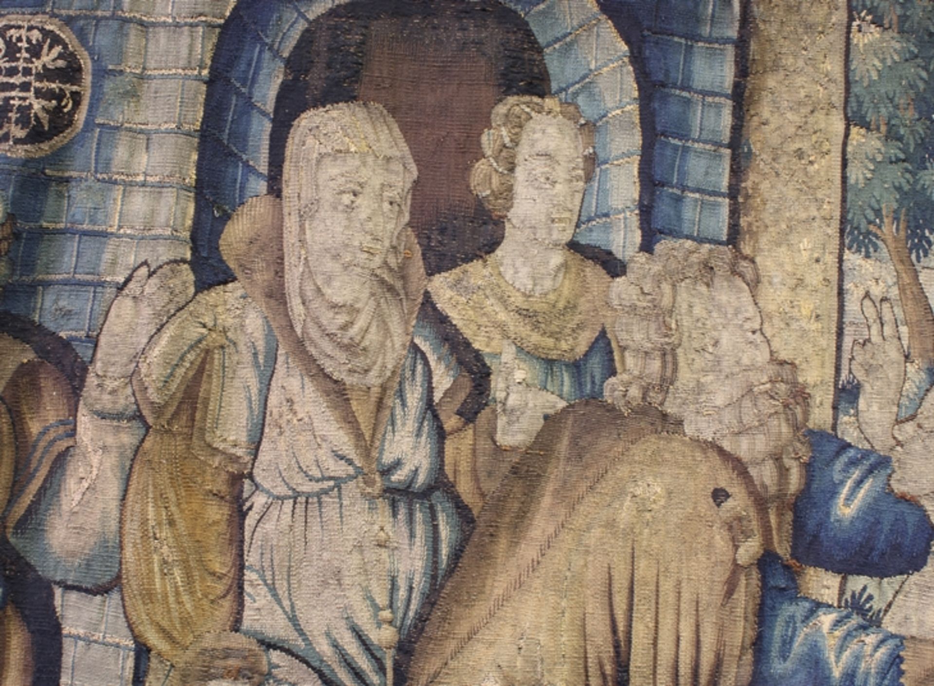 Tapisserie, "Rückkehr des verlorenen Sohnes", Frankreich, wohl 17. Jh., Wolle, teils mit Goldfäden  - Bild 3 aus 6