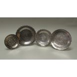 4 Teller, Silber, Ägypten, verschieden, Ornamentdekore, ø 14-21.5 cm, zus. ca. 803 g