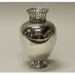 Vase, Silber 835, Wilkens, Widmungsgravur, durchbrochener Kronenrand, 21.5 cm hoch, ca. 539 g