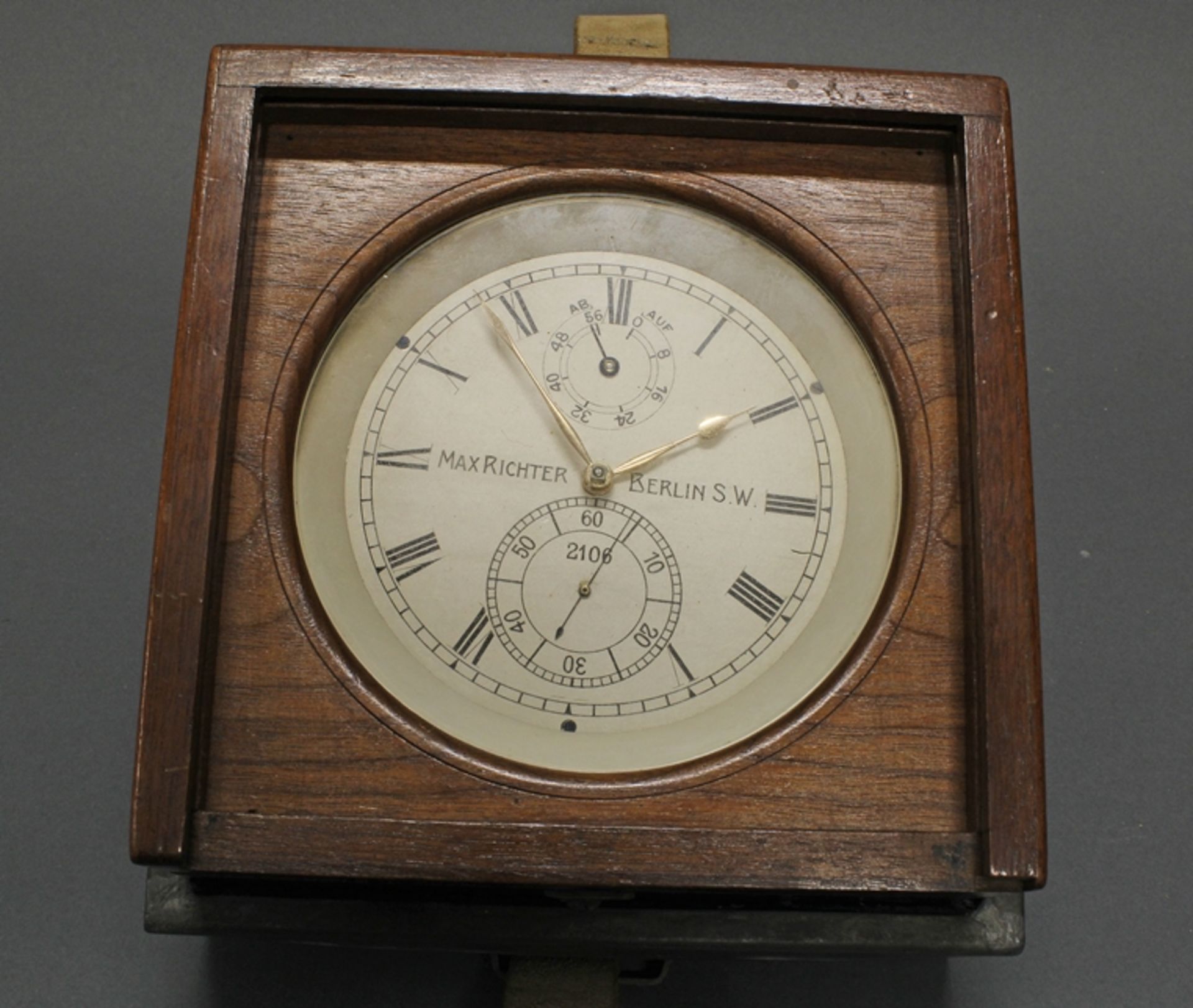 Beobachtungschronometer, Max Richter Berlin, Ende 19. Jh., Messingwerk, Kette und Schnecke, silberf