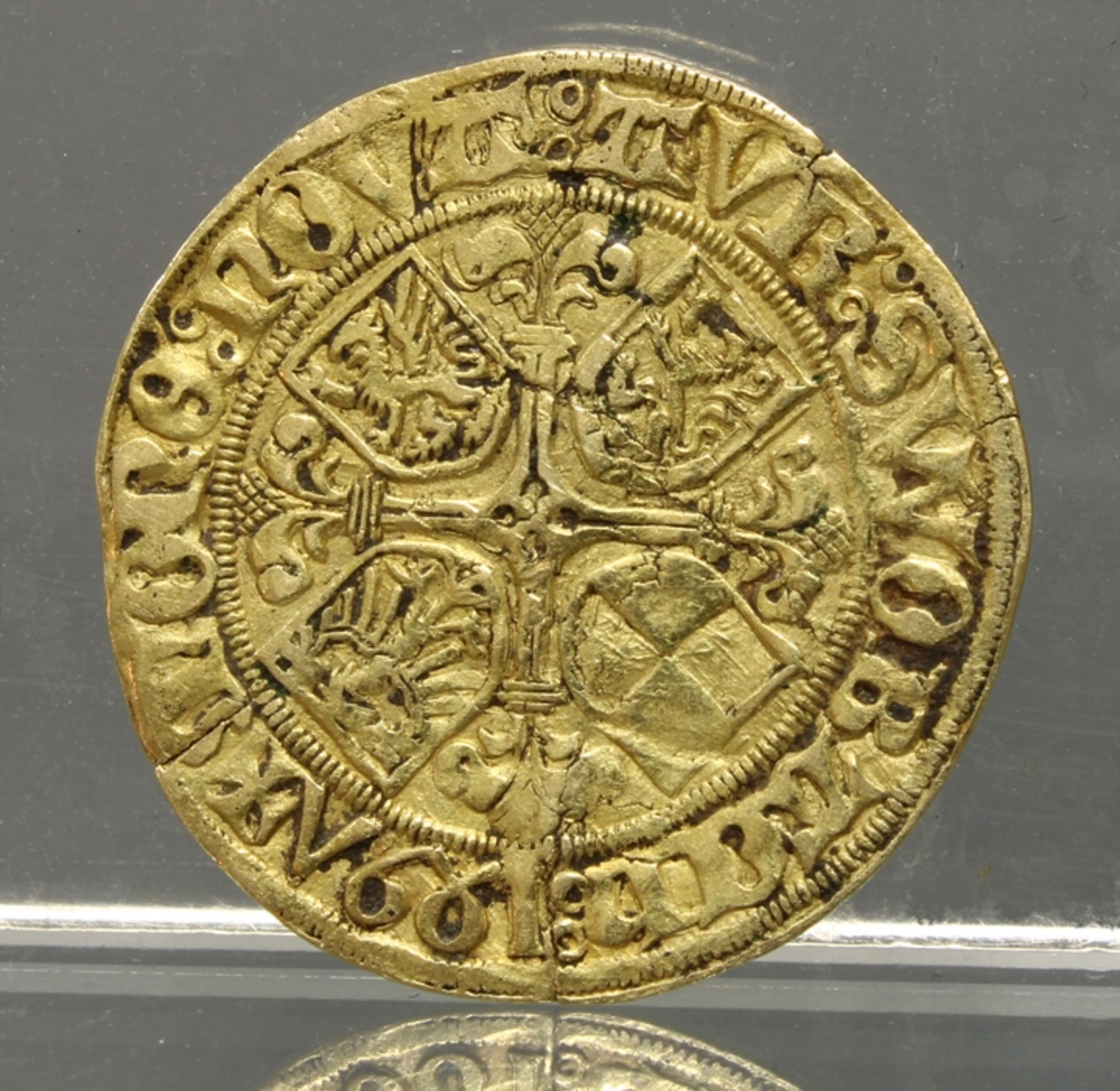 Münze, Goldgulden 1497 der Markgrafschaft Brandenburg in Franken, Friedrich IV (1495 - 1515), 3.26