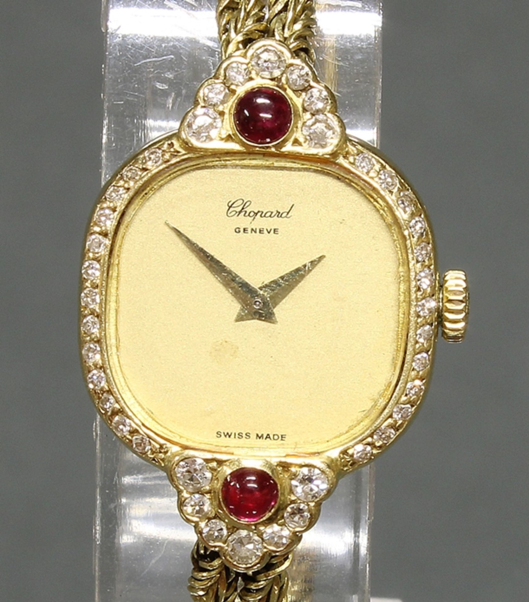 Damenarmbanduhr, Chopard, GG 750, Gehäuse-Nr. 413409/514, Handaufzug, Lünette und Hörner besetzt mi - Image 2 of 3