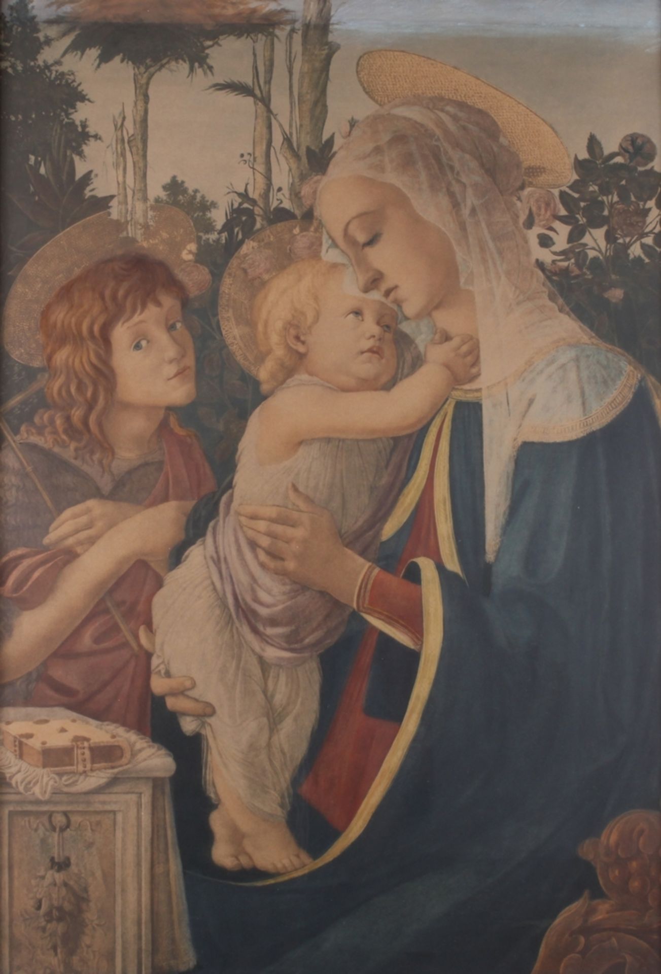 Rahmen, Renaissance-Stil, Druck nach Sandro Botticelli, Innenfalz ca. 75.5 x 54 cm, Außenmaß 128 x  - Bild 2 aus 4