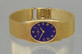 Damenarmbanduhr, Baume & Mercier, GG 750, Gehäuse-Nr. 37073/483222, Handaufzug, kobaltblaues Ziffer