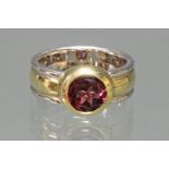 Ring, modernes Design, WG/GG 585, 1 runder facettierter pinkfarbener Turmalin, 11 g, RM 18