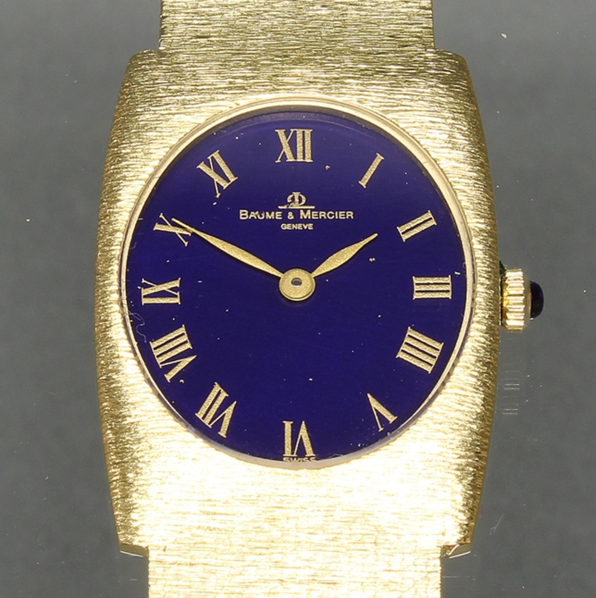 Damenarmbanduhr, Baume & Mercier, GG 750, Gehäuse-Nr. 37073/483222, Handaufzug, kobaltblaues Ziffer - Bild 3 aus 4