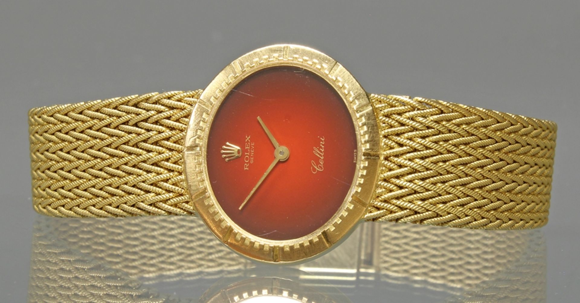 Damenarmbanduhr, Rolex, Modell Cellini, GG 750, Handaufzug, Referenz-Nr. 4081/8c, Gehäuse-Nr. 37403