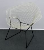 Harry Bertoya, "Diamond Chair", Nr. 421, Hersteller Knoll, 1950er Jahre, weiß/schwarz lackiert
