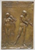 Bronzerelief, "Orpheus und Eurydike", nach Peter Vischer d. J. (1487-1528), 15 x 10.5 cm.