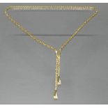 Y-Collier/Königskette, mit Verstellclip, WG/GG 585, 27 Diamanten zus. ca. 0.25 ct., alle etwa fw/si