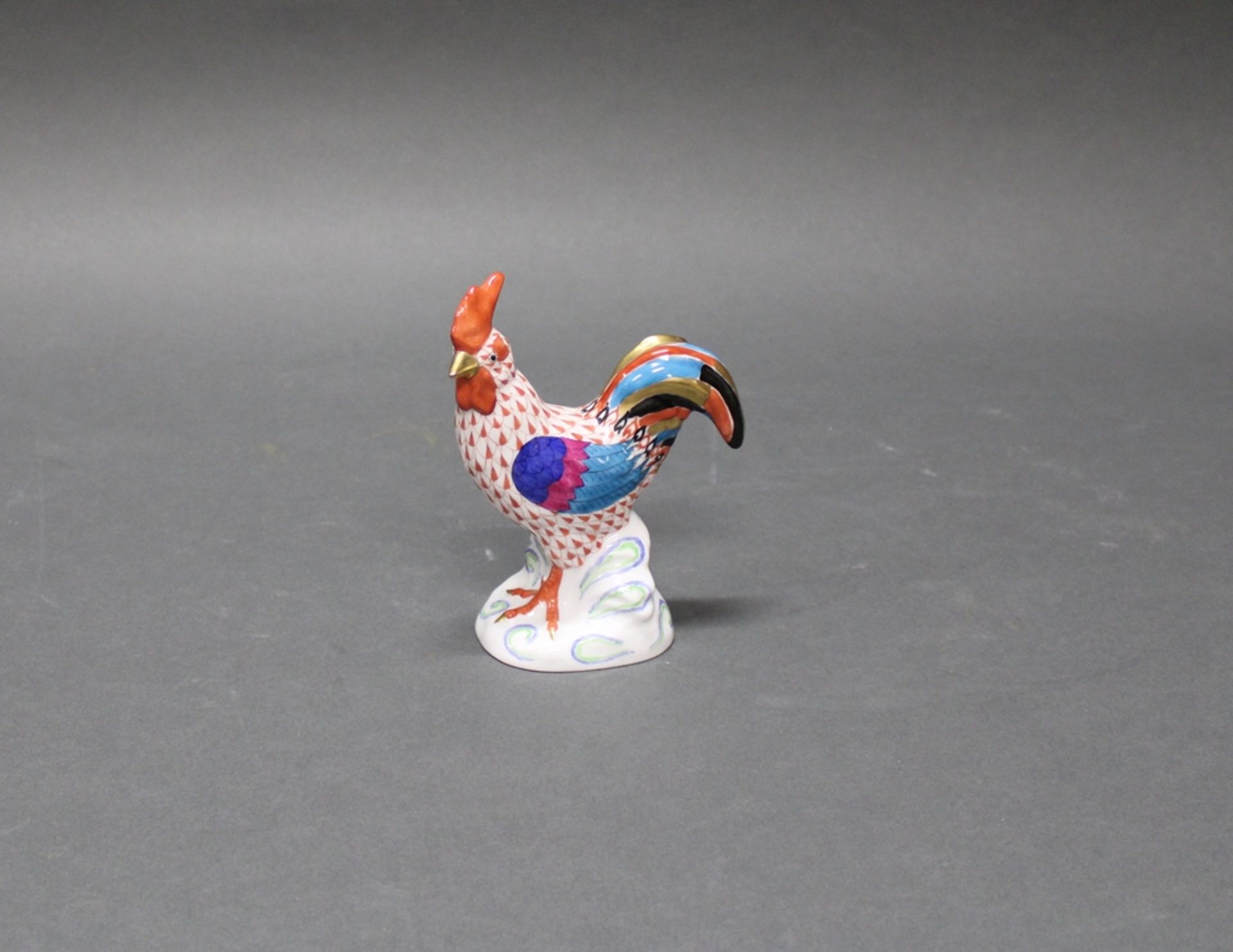 Porzellanfigur, "Hahn", Herend, Modellnummer 5032, polychrom und goldstaffiert, 14 cm hoch