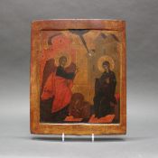 Ikone, Tempera auf Holz, "Verkündigung", Russland, 18./19. Jh., 39.5 x 33 cm, feiner vertikaler Riss
