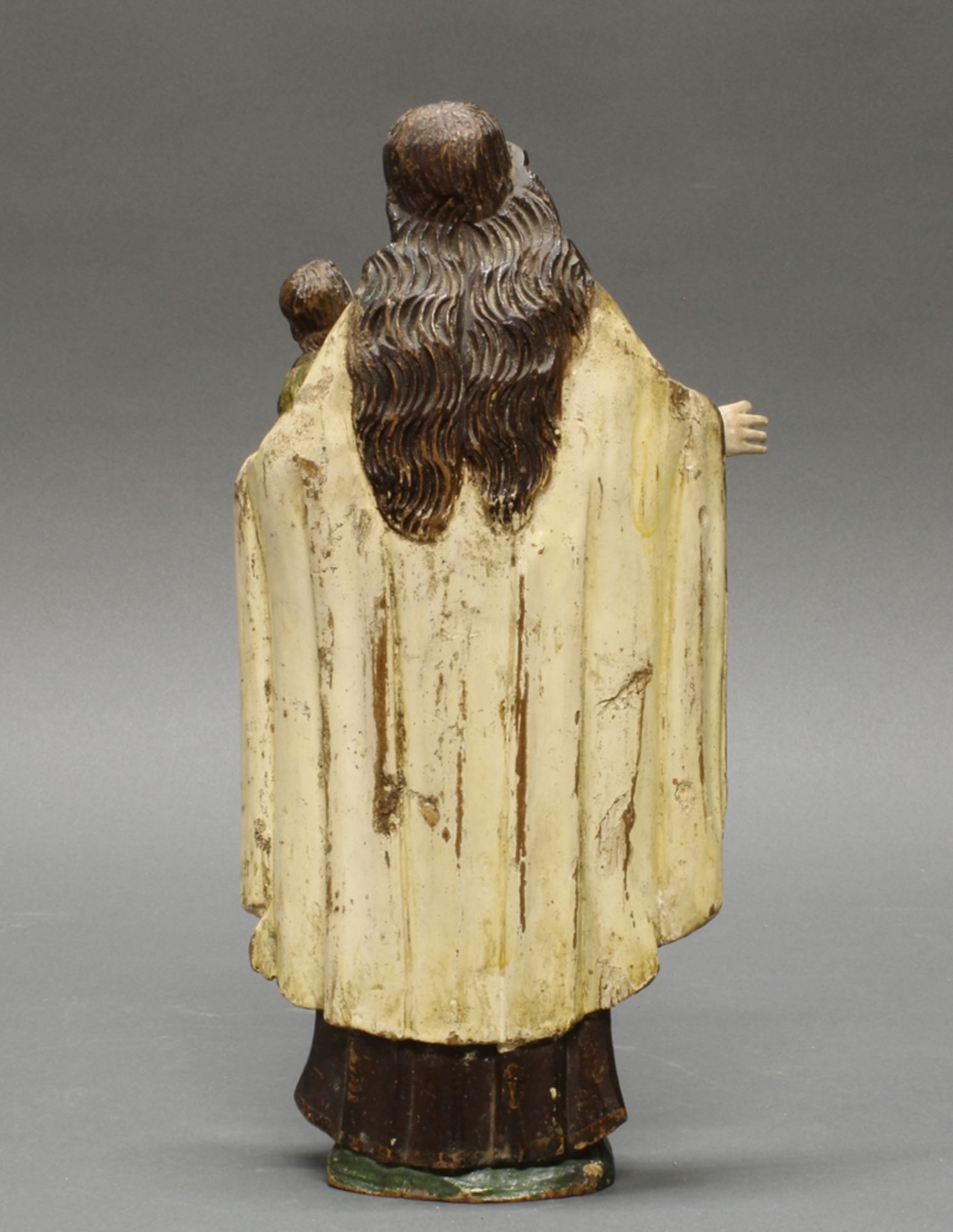 Skulptur, "Muttergottes mit Kind", Holz geschnitzt und farbig gefasst, Peru, 18. Jh., 28 cm hoch, a - Bild 3 aus 3