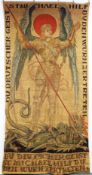 Wandbehand, Deutschland, um 1900, "St. Michael als Drachentöter", Wolle und Leinen, umlaufend bezei