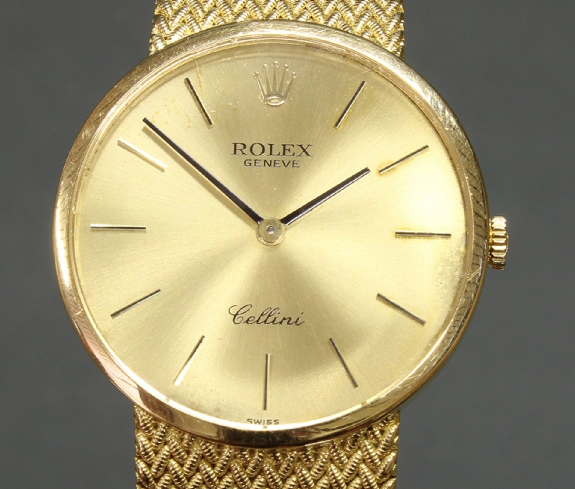 Herrenarmbanduhr, Rolex, Modell Cellini, GG 750, Handaufzug, Gehäuse-Nr. 4352215, goldfarbenes Ziff - Bild 2 aus 4