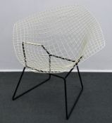 Harry Bertoya, "Diamond Chair", Nr. 421, Hersteller Knoll, 1950er Jahre, weiß/schwarz lackiert