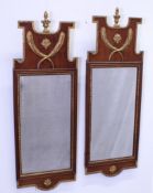 Paar Wandspiegel, Empire, 19. Jh., mahagonifarben, facettiertes altes Spiegelglas, Rahmen mit diver