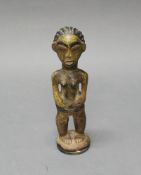 Stehende weibliche Figur, Luba/Hemba, Demokratische Republik Kongo, Afrika, authentisch, Holz, bräu