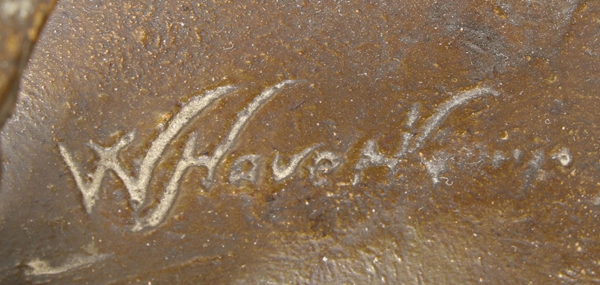 Plastik, Metallguss, "Der Kegelspieler", undeutlich auf der Plinthe bezeichnet W. Haverkamp (?), H. - Bild 3 aus 3