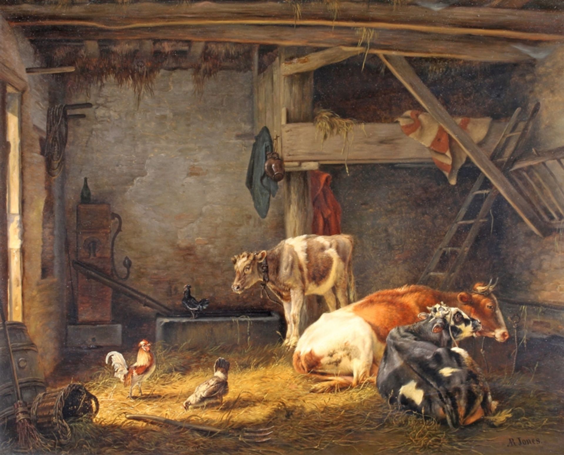 Jones, Adolphe Robert (1806 Schaerbeek/Belgien - 1876, belgischer Landschafts- und Tiermaler),