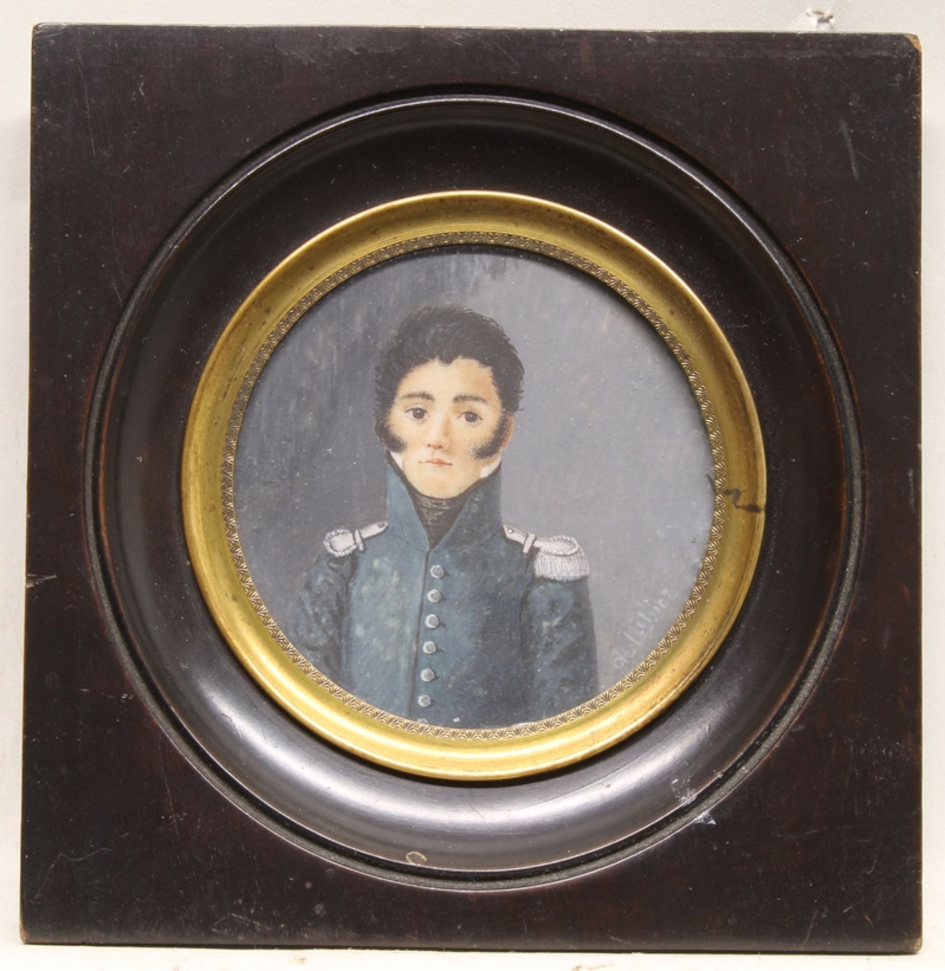 2 Miniaturen, "George Washington (?)" und "Portrait eines jungen Mannes", Gouachen, je signiert de - Image 4 of 6