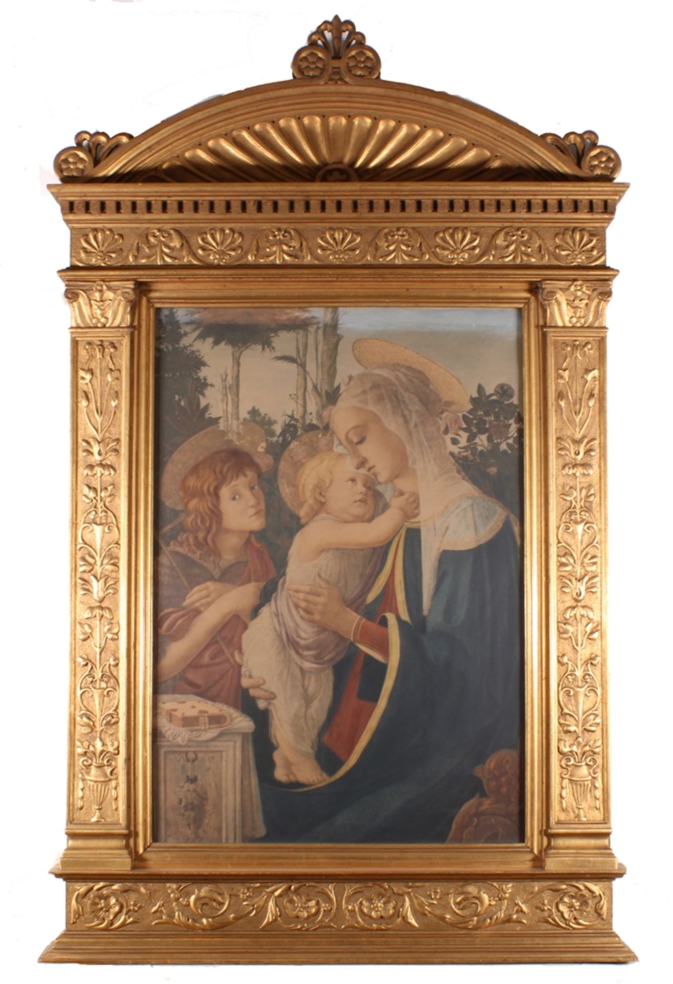 Rahmen, Renaissance-Stil, Druck nach Sandro Botticelli, Innenfalz ca. 75.5 x 54 cm, Außenmaß 128 x 