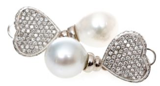 Paar Perlen-Ohrhänger 750/-WG,