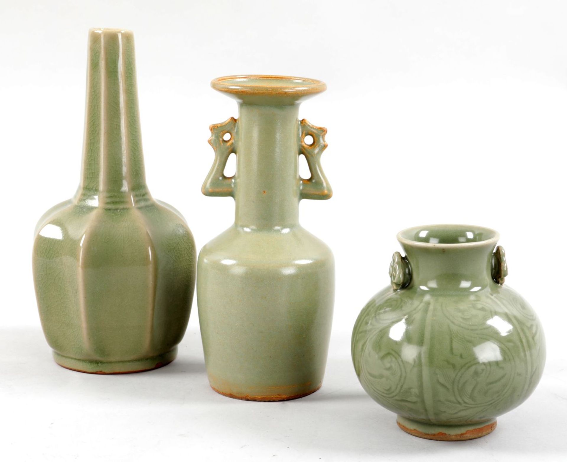 3 Vasen Porzellan, China, wohl
