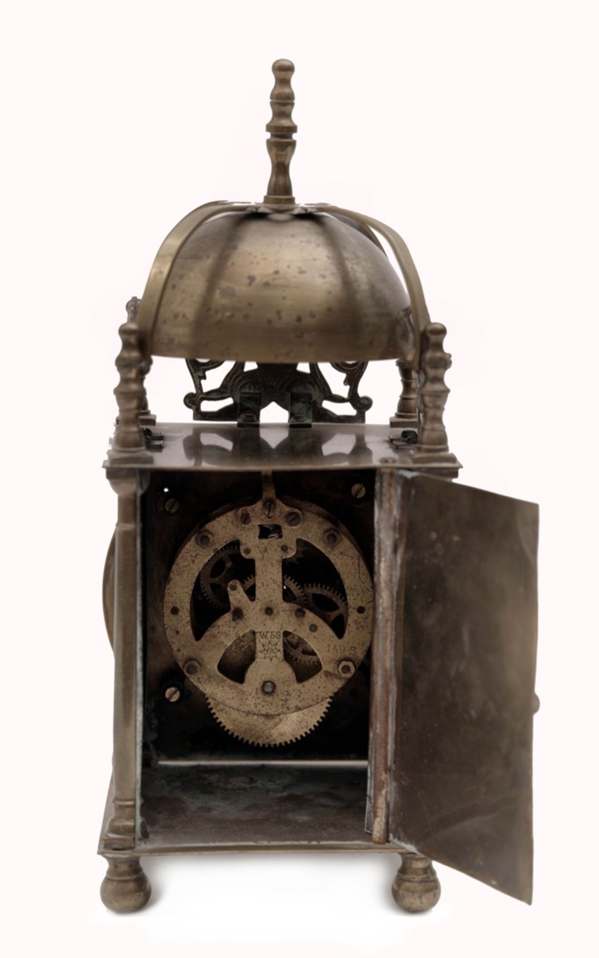 A Brass Lantern Clock with Later Spring Movement - Image 3 of 3