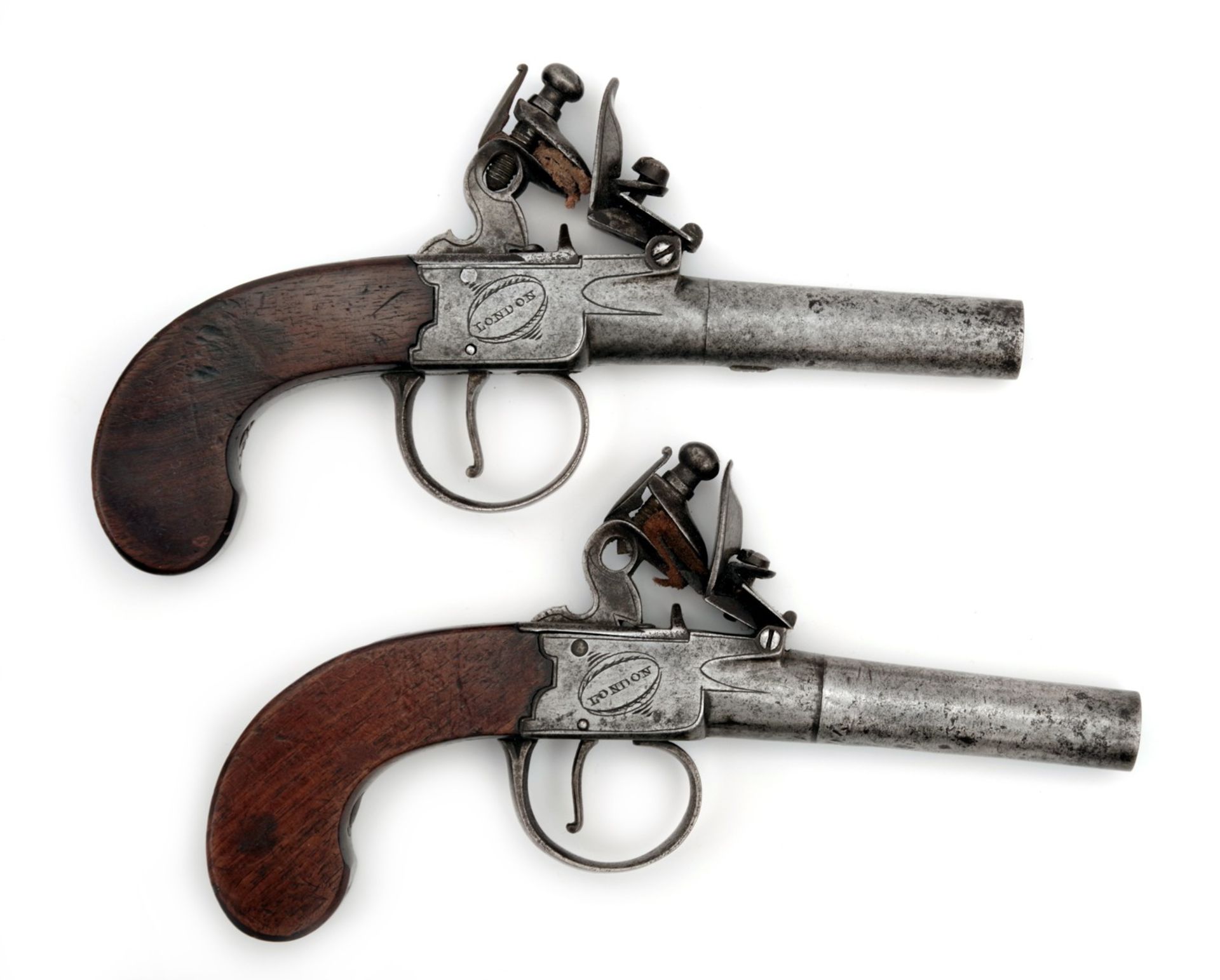 A Pair of Cased Flintlock Pocket Pistol by Ryan & Watson - Image 4 of 5