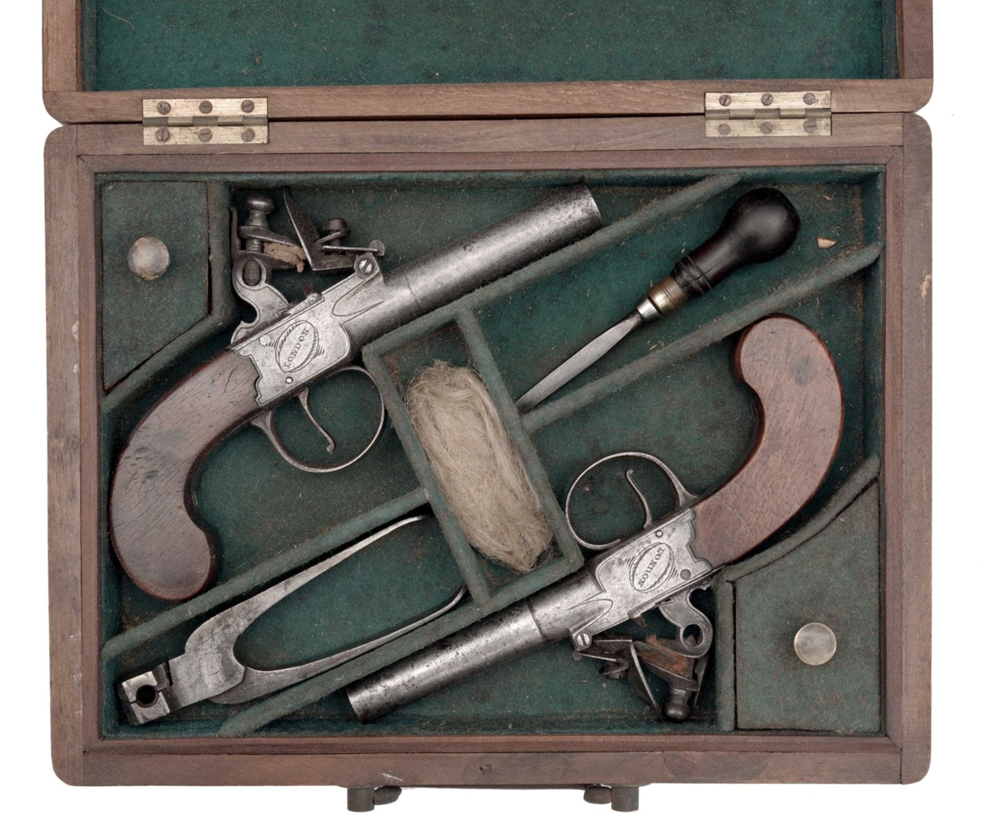 A Pair of Cased Flintlock Pocket Pistol by Ryan & Watson