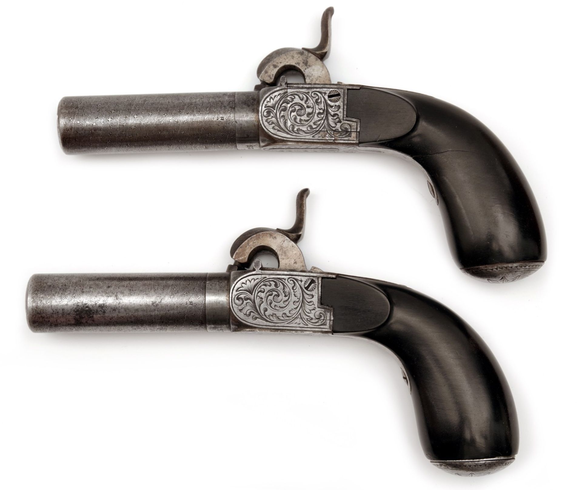 A Cased Pair Percussion Pocket Pistols - Image 4 of 7