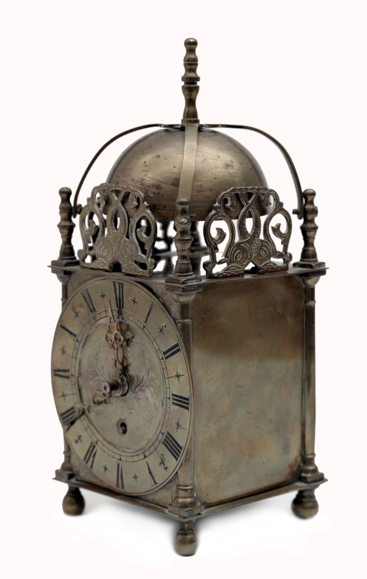 A Brass Lantern Clock with Later Spring Movement - Image 2 of 3