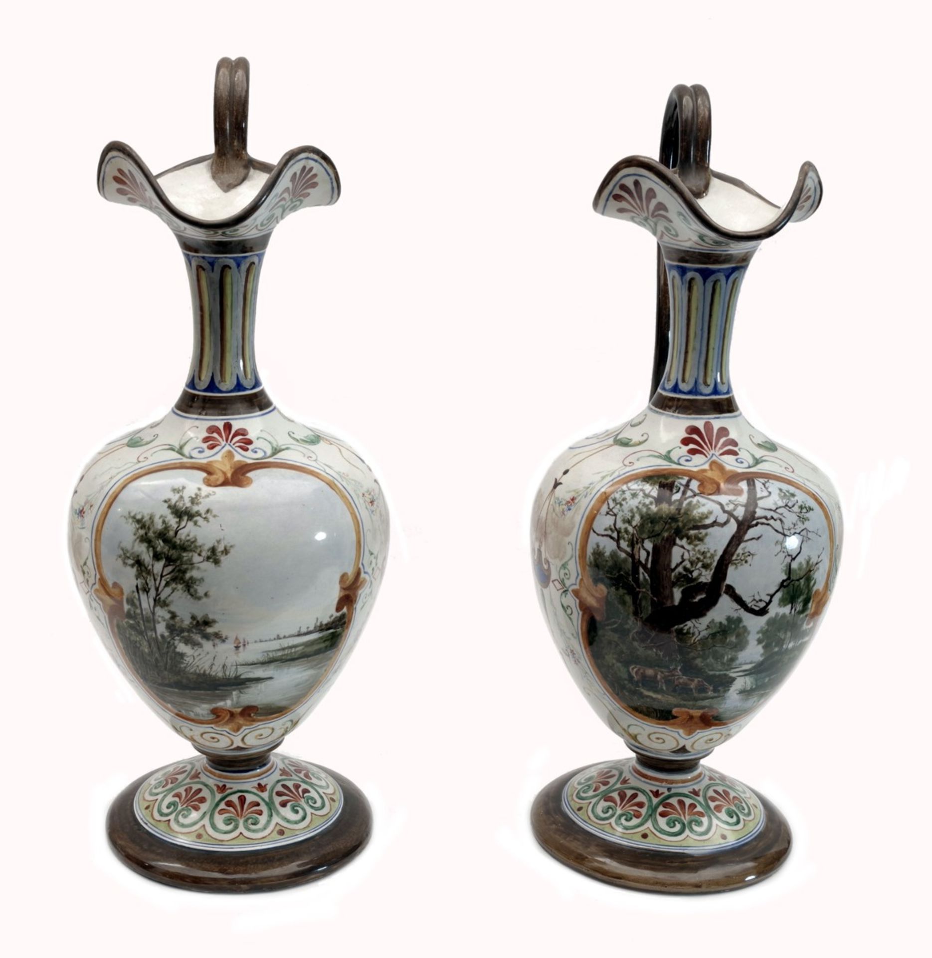 A Pair of Jug Shaped Vases, Cantagalli - Image 2 of 4