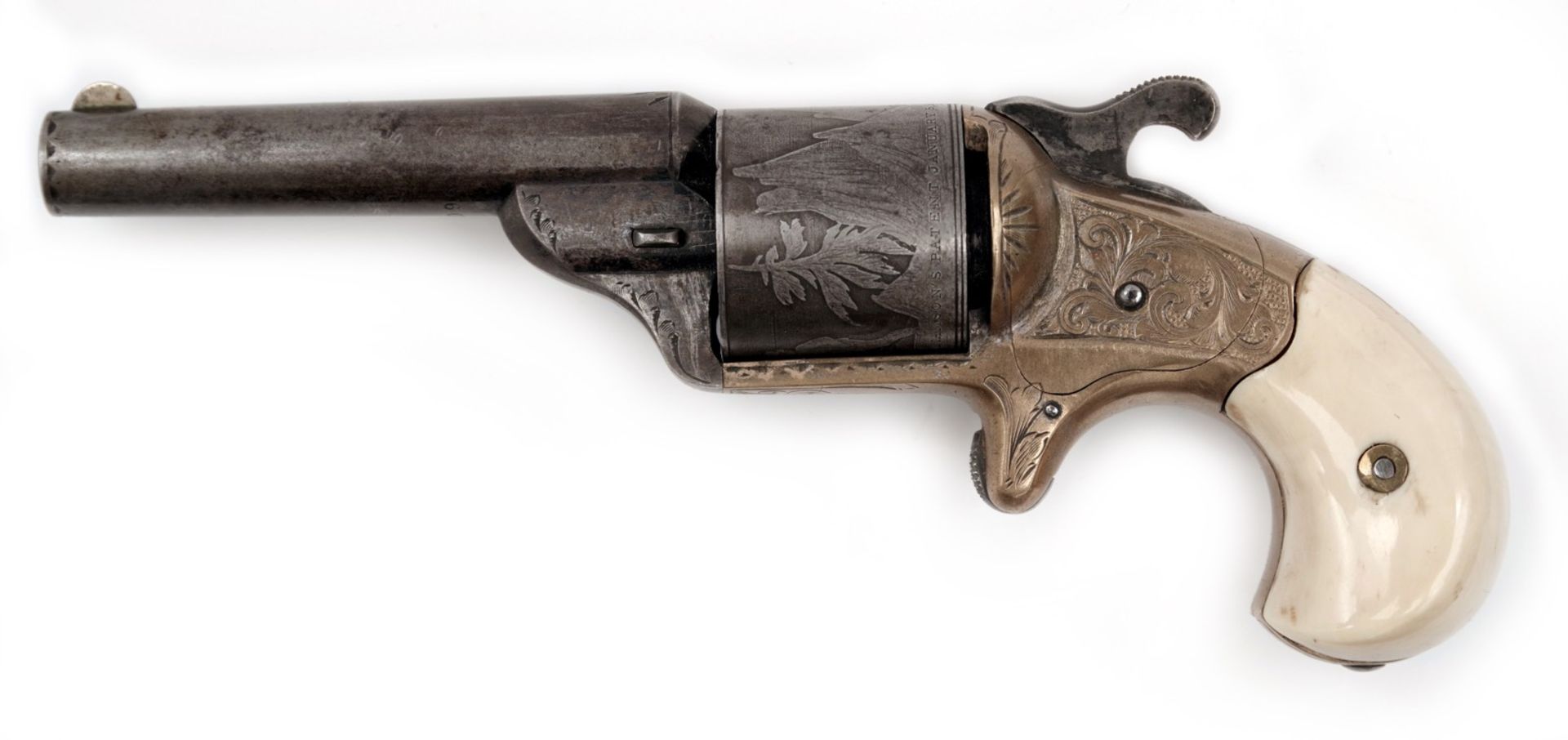 A Cased Moores Patent Firearms Co Teatfire Front Loading Revolver - Image 3 of 7