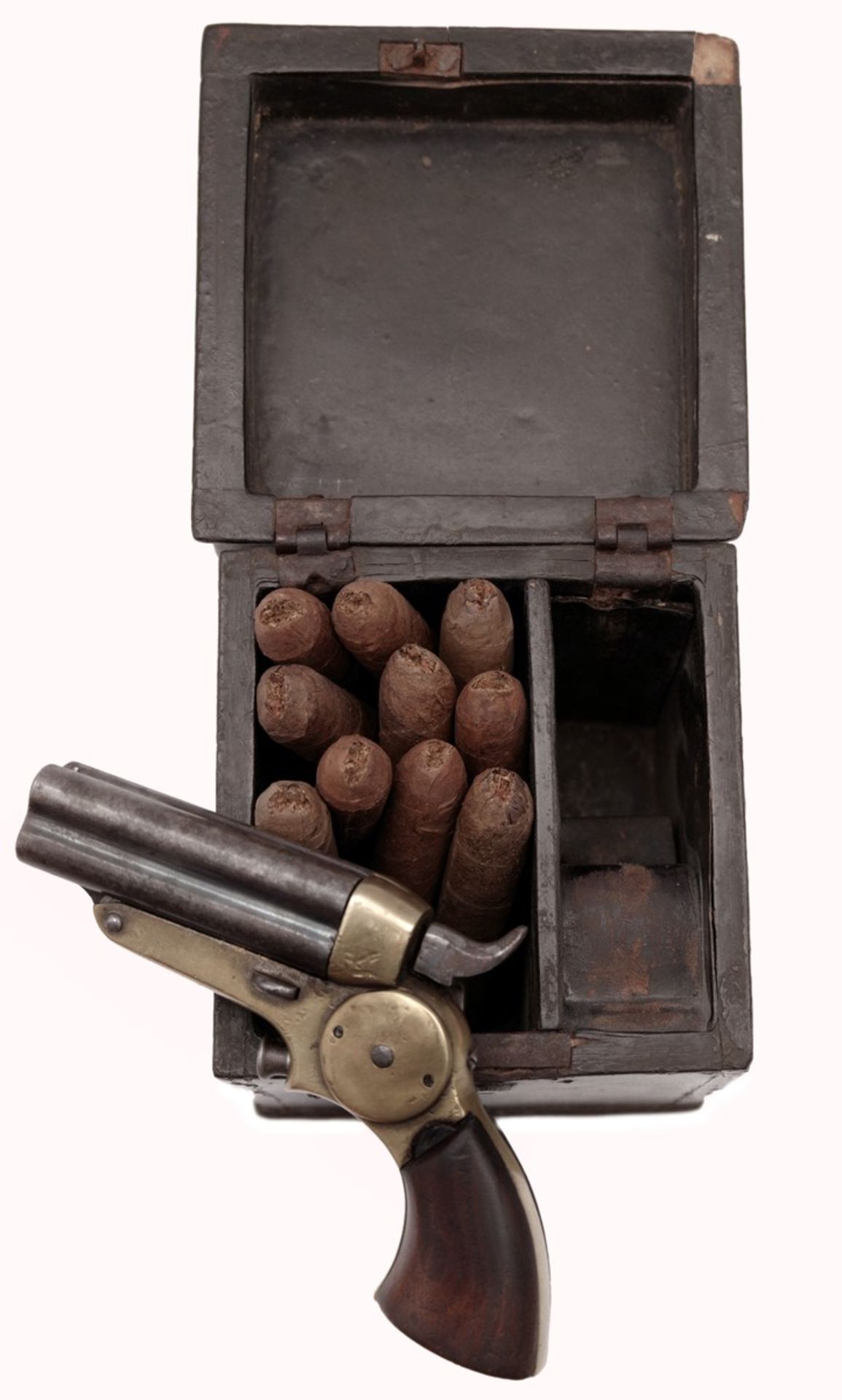 A Cigar Box with Compartment for Pistol