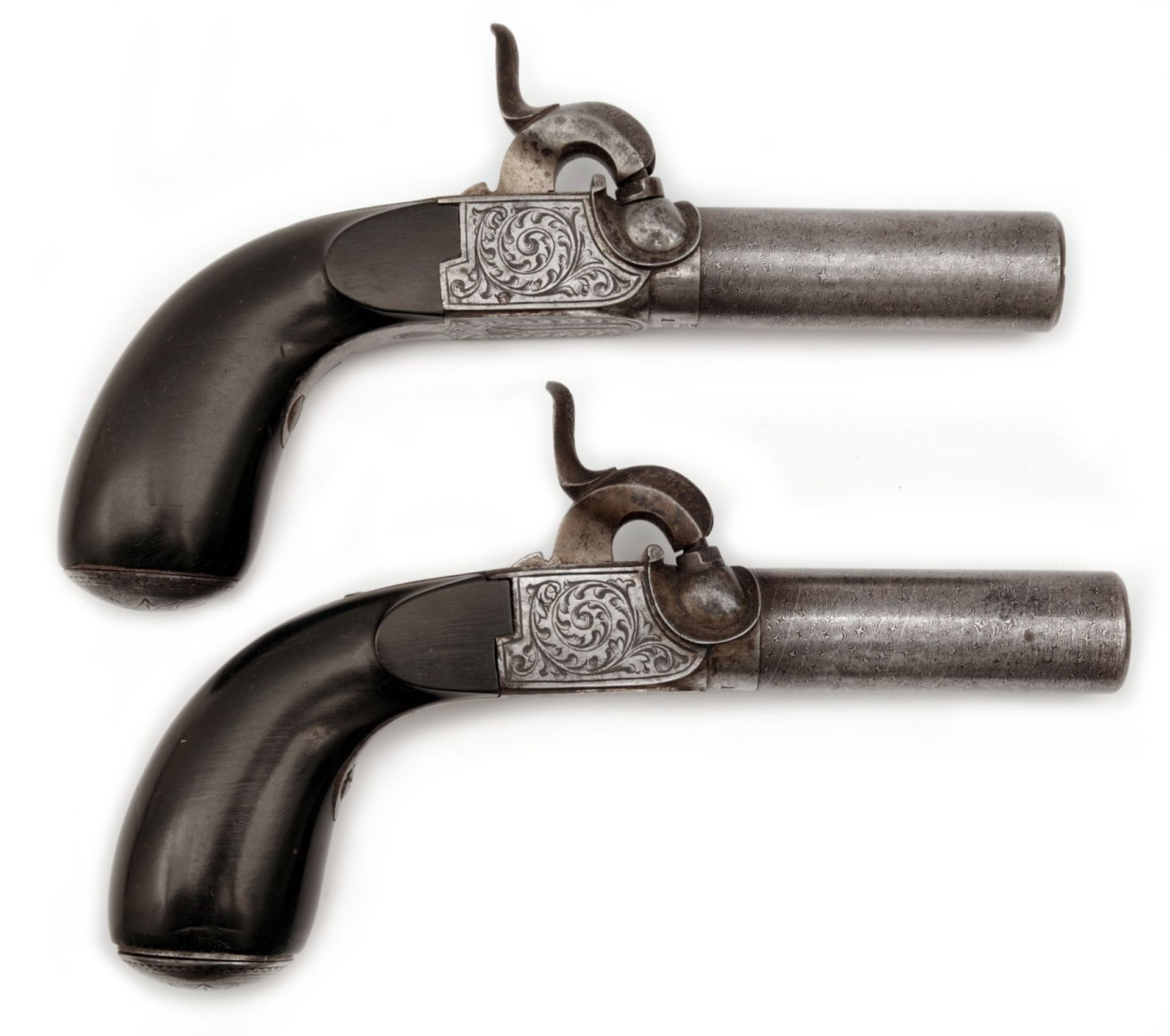 A Cased Pair Percussion Pocket Pistols - Image 3 of 7
