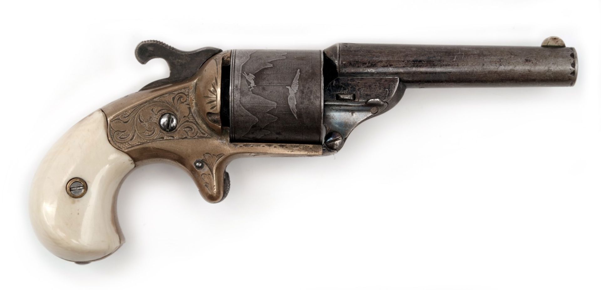 A Cased Moores Patent Firearms Co Teatfire Front Loading Revolver - Image 2 of 7