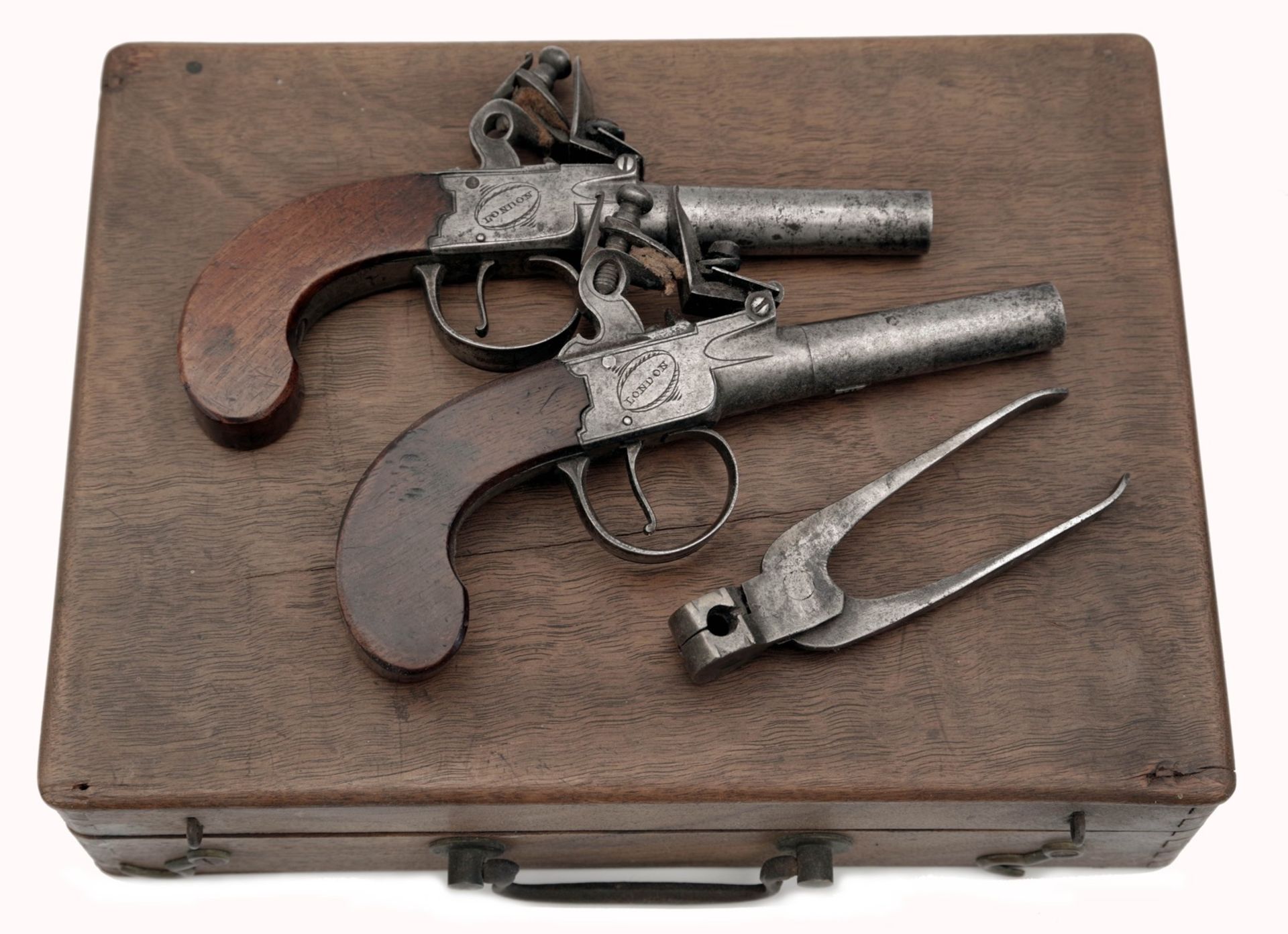 A Pair of Cased Flintlock Pocket Pistol by Ryan & Watson - Image 3 of 5